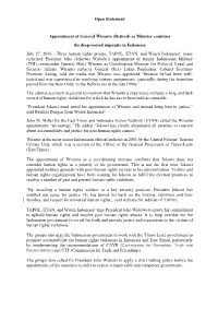 Open Statement Appointment of General Wiranto