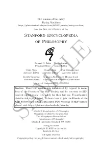 Samplestanford University, Stanford, CA 94305 Turing Machines Copyright C 2021 by the Author