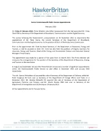 Senior Commonwealth Public Service Appointments February 2013 On