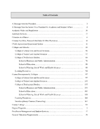 Table of Contents a Message from the President