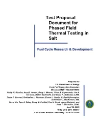 Test Proposal Document for Phased Field Thermal Testing in Salt April 30, 2015 Iii Table of Contents
