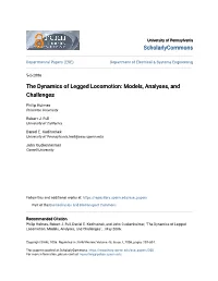The Dynamics of Legged Locomotion: Models, Analyses, and Challenges