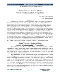 A Study of Indira Gandhi's Foreign Policy Shashi