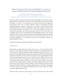 Climate Change and Tourism in Switzerland : a Survey on Impacts, Vulnerability and Possible Adaptation Measures