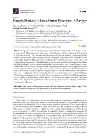 Genetic Markers in Lung Cancer Diagnosis: a Review