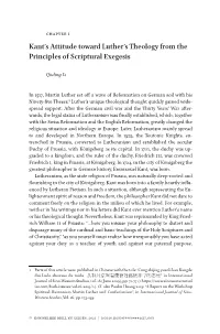 Kant's Attitude Toward Luther's Theology from the Principles Of