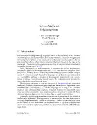 Lecture Notes on Polymorphism