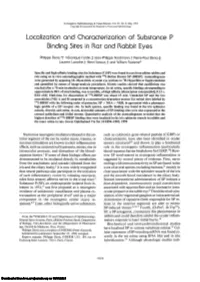 Localization and Characterization of Substance P Binding Sites in Rat and Rabbit Eyes