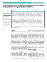 Management of Hypertriglyceridemia BMJ: First Published As 10.1136/Bmj.M3109 on 12 October 2020