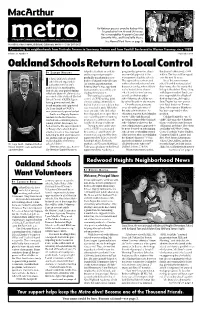 Oakland Schools Return to Local Control