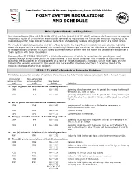 Point System Regulations and Schedule