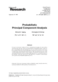 Probabilistic Principal Component Analysis