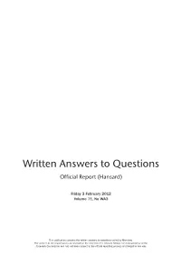 Revised Written Answers