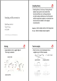 Sampling and Reconstruction and Then Using Those Samples to Reconstruct New Functions That Are Similar to the Original (Reconstruction)