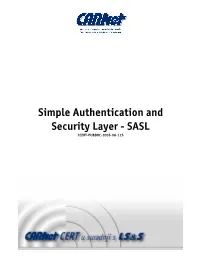 Simple Authentication and Security Layer - SASL CCERT-PUBDOC-2005-06-125