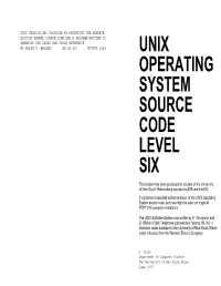Unix Operating System Source Code Level Six