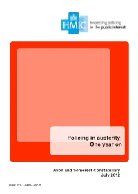 Avon and Somerset, Policing in Austerity: One Year On