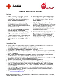 Carbon Monoxide Poisoning Fact Sheet