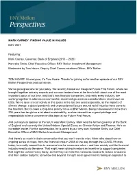 Mark Carney: Finding Value in Values May 2021
