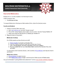 WOLFRAM MATHEMATICA at Central Connecticut State University