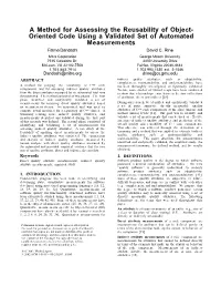 A Method for Assessing the Reusability of Object-Oriented