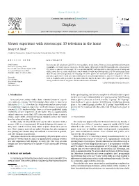 Viewer Experience with Stereoscopic 3D Television in the Home ⇑ Jenny C.A