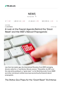 A Look at the Fascist Agenda Behind the 'Great Reset' and the WEF's Reboot Propaganda