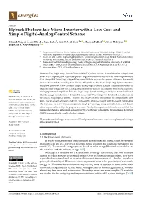 Flyback Photovoltaic Micro-Inverter with a Low Cost and Simple Digital-Analog Control Scheme