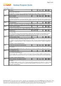 Sydney Program Guide