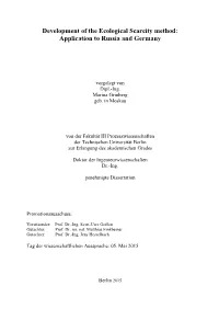 Development of the Ecological Scarcity Method: Application to Russia and Germany