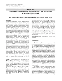 Environmental Heterogeneity, Species Diversity and Co-Existence at Different Spatial Scales