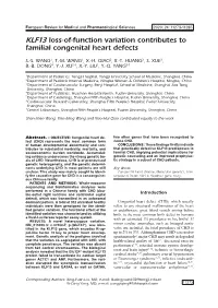 KLF13 Loss-Of-Function Variation Contributes to Familial Congenital Heart Defects