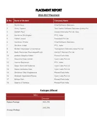 PLACEMENT REPORT 2016-2017 Placement