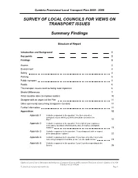 Survey of Local Councils for Views on Transport Issues