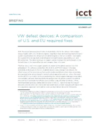 VW Defeat Devices: a Comparison of U.S