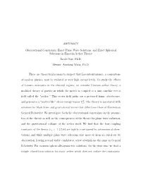 ABSTRACT Observational Constraints, Exact Plane Wave Solutions, And