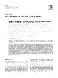 Case Report Left Lateral Cervical Mass with Draining Sinuses