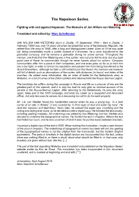 Fighting with and Against Napoleon: the Memoirs of Jan Willem Van Wetering