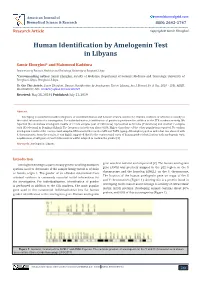 Human Identification by Amelogenin Test in Libyans