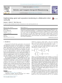 Implementing Speed and Separation Monitoring in Collaborative Robot Workcells