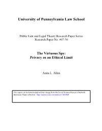 The Virtuous Spy: Privacy As an Ethical Limit