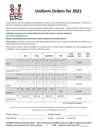 Uniform Order Form 2021