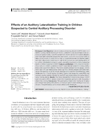 Effects of an Auditory Lateralization Training in Children Suspected to Central Auditory Processing Disorder