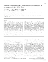 Ovulation-Selective Genes: the Generation and Characterization of an Ovulatory-Selective Cdna Library