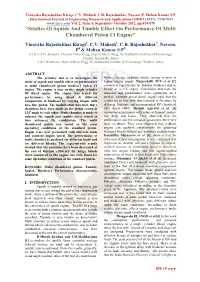 “Studies of Squish and Tumble Effect on Performance of Multi Chambered Piston Ci Engine”