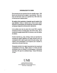 INFORMATION to USERS This Manuscript Has Been Reproduced