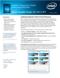 Intel® Parallel Studio XE 2013 SP1 Product Brief