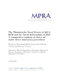 The Themistocles Naval Decree of 483/2 BCE and the Greek Referendum of 2015: a Comparative Analysis of Choice Set Under Direct Democracy Procedures