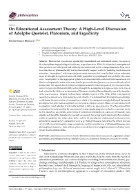 A High-Level Discussion of Adolphe Quetelet, Platonism, and Ergodicity