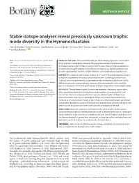 Stable Isotope Analyses Reveal Previously Unknown Trophic Mode Diversity in the Hymenochaetales